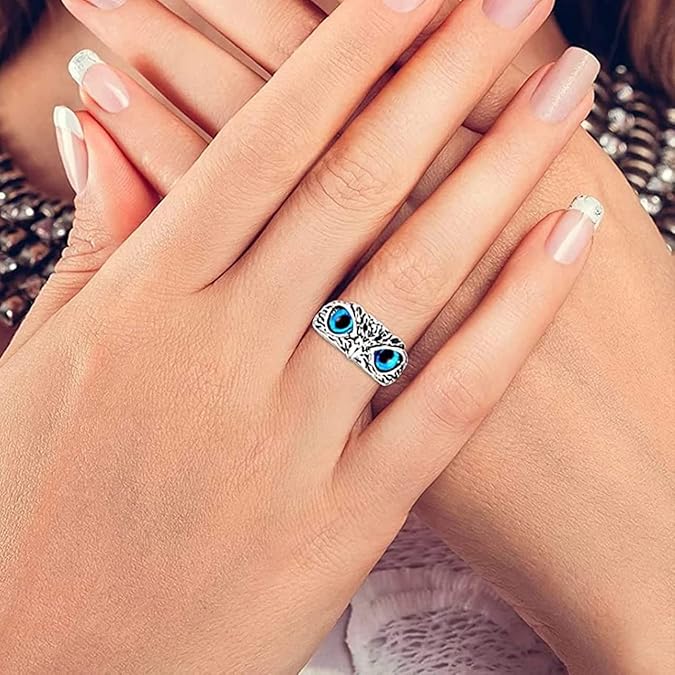Owl Eye Ring with Crystal – Adjustable Animal Design Fashion Jewelry for Men & Women