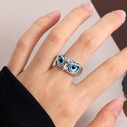 Owl Eye Ring with Crystal – Adjustable Animal Design Fashion Jewelry for Men & Women
